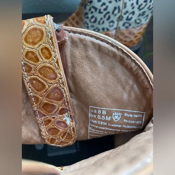 Ariat Fatbaby Women’s Boots. Leopard/Leather Outer. Size 8B - Picture 8 of 9